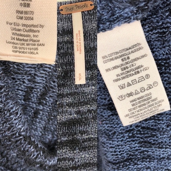 Free People Gotham Faux Wrap Long Sleeve Sweater Size Small Navy - Picture 8 of 8